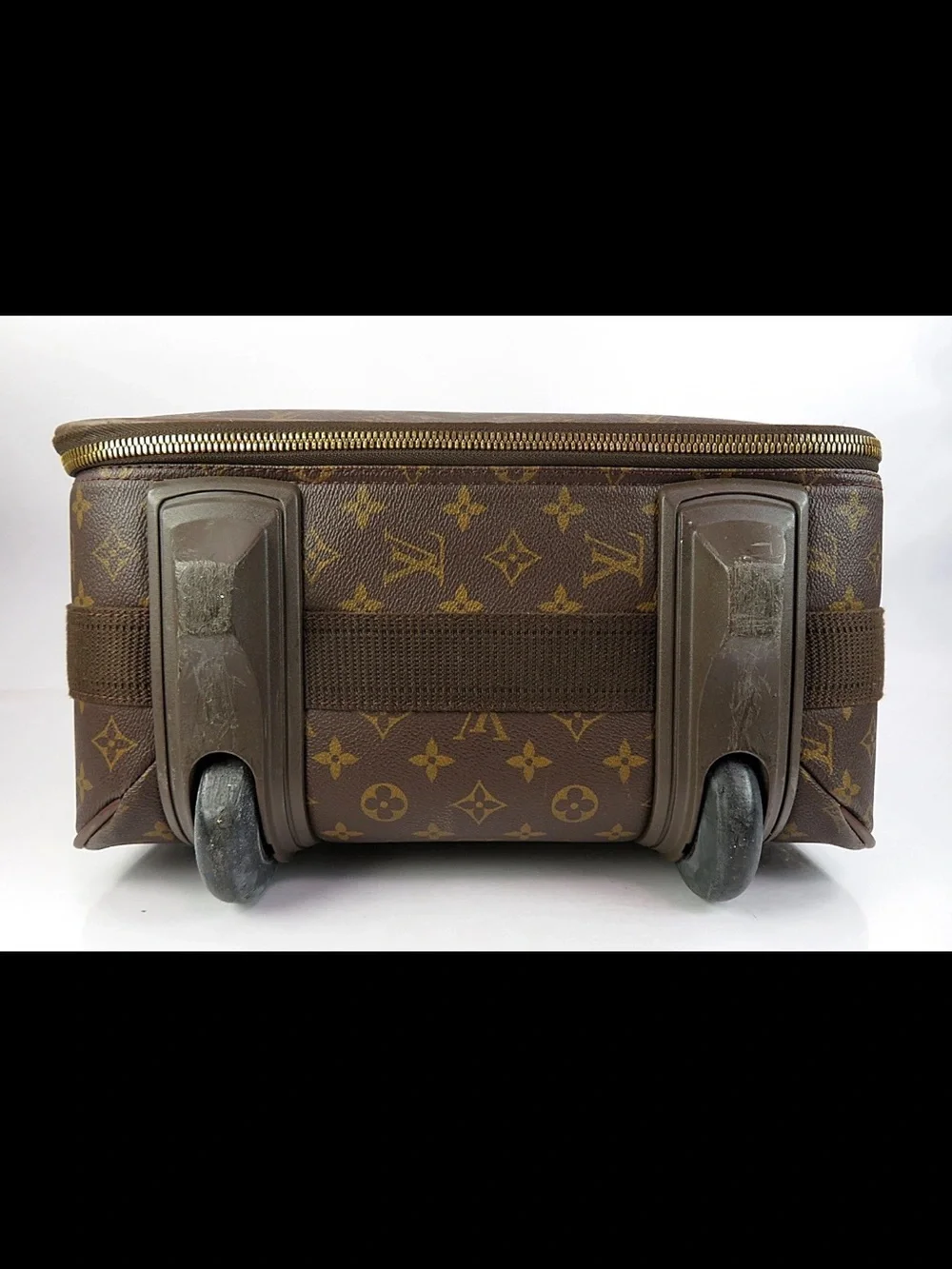 Louis Vuitton Brown Monogram Carry-On Suitcase with Leather Trim